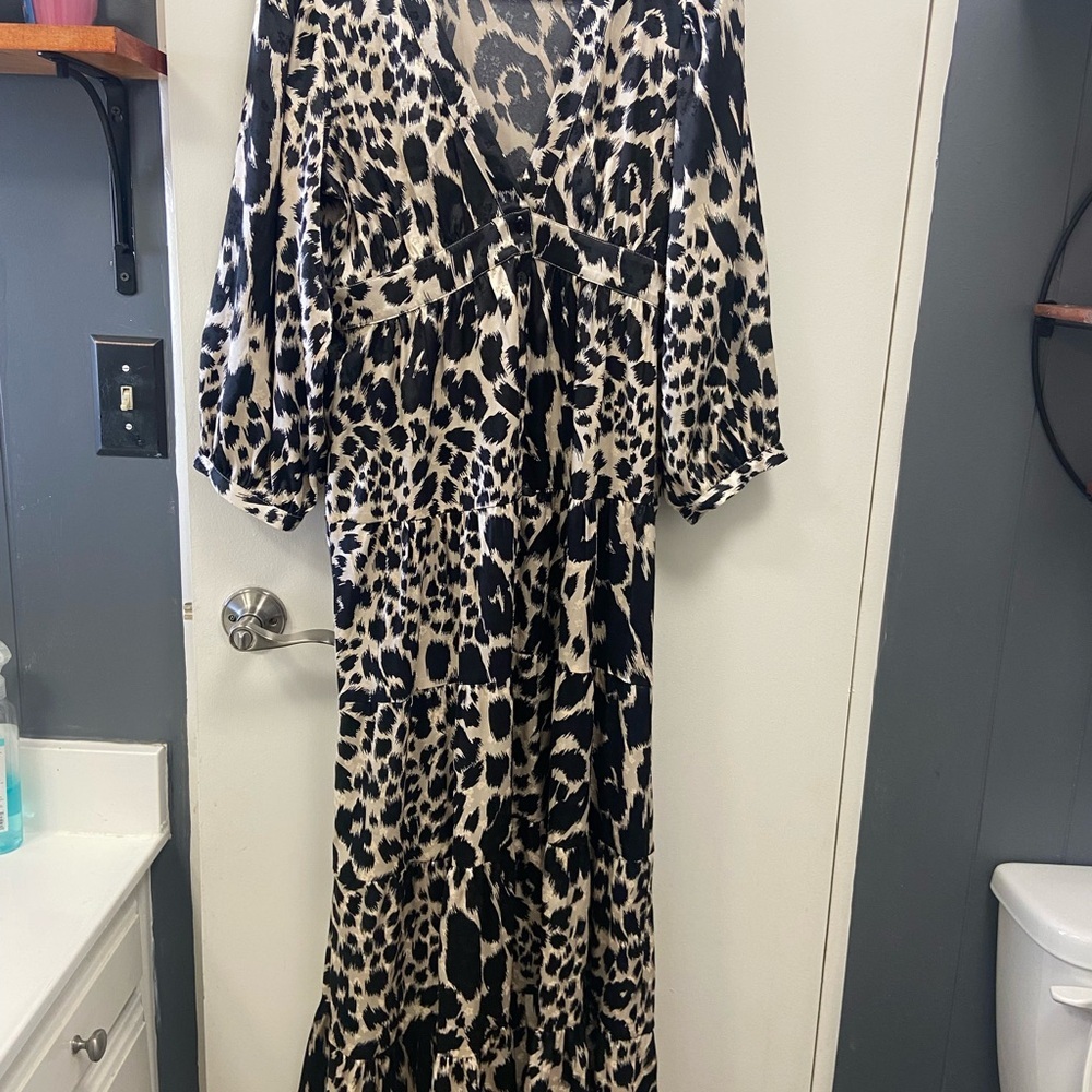 saltwater LUXE Black and Cream Leopard Print Maxi Dress